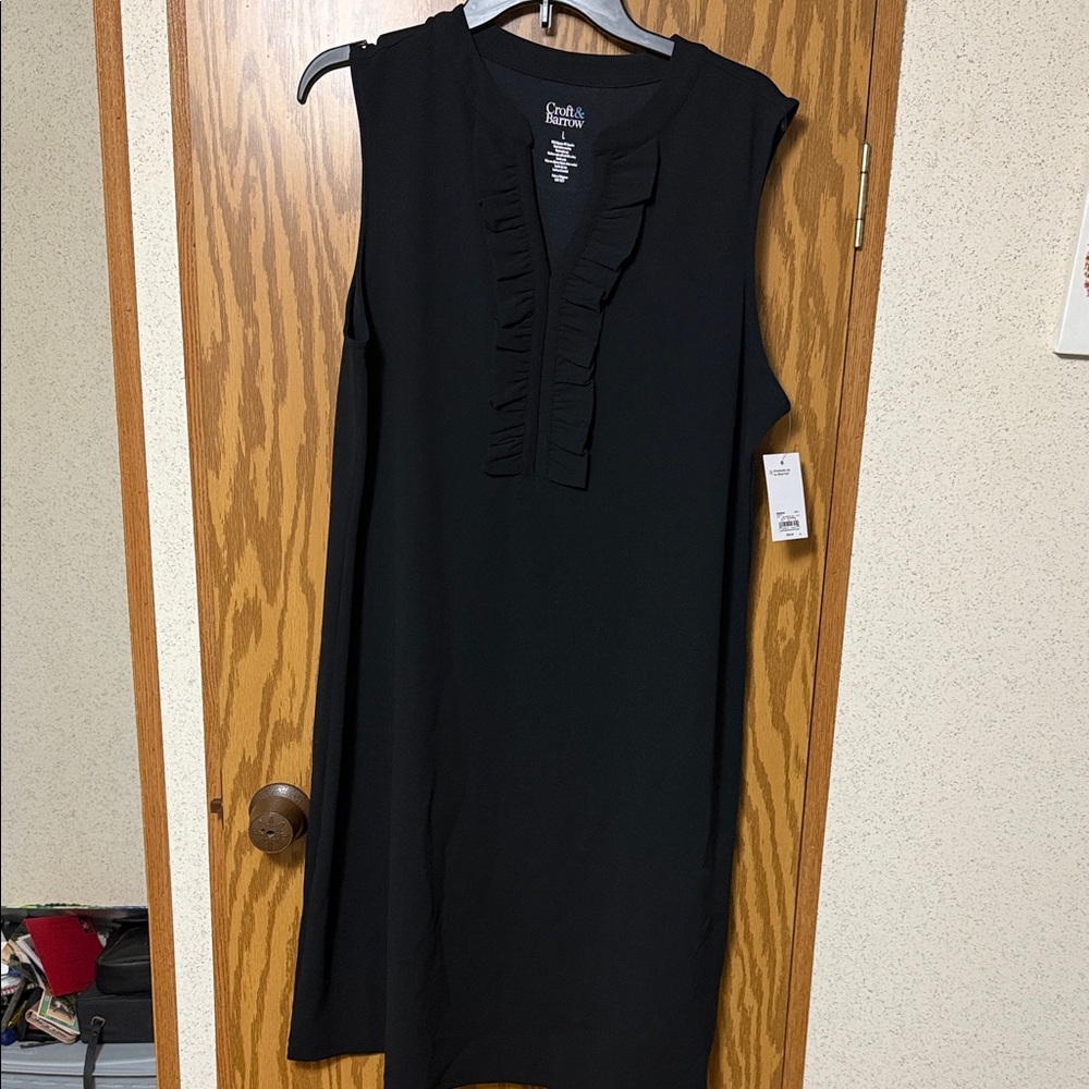 Croft & Barrow Classic Black Ruffle Dress NWT